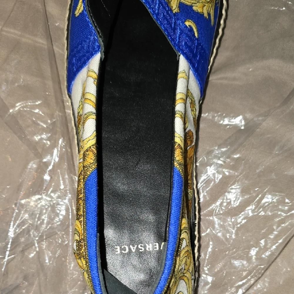 Versace Blue and Gold Medusa Espadrilles - Picture 5 of 12